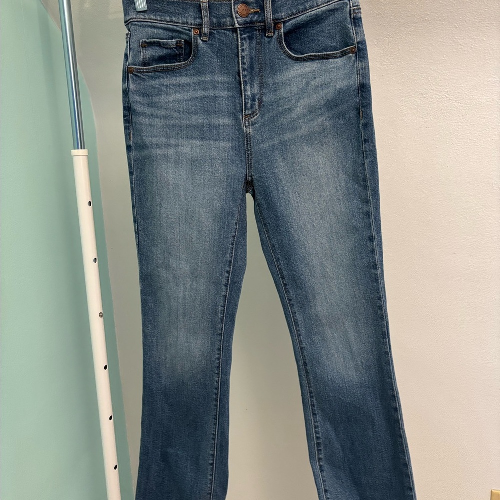 LOFT Outlet Mid Wash Flare Crop Jeans